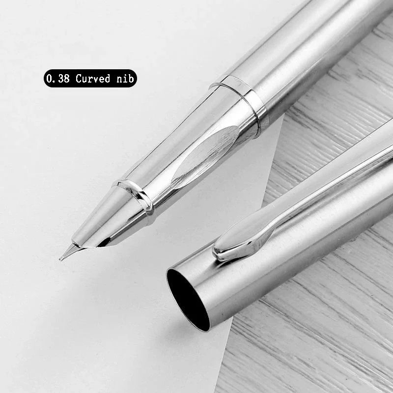 Luxury Metal Fountain Pen - Smooth Curved Nib & Signature Design