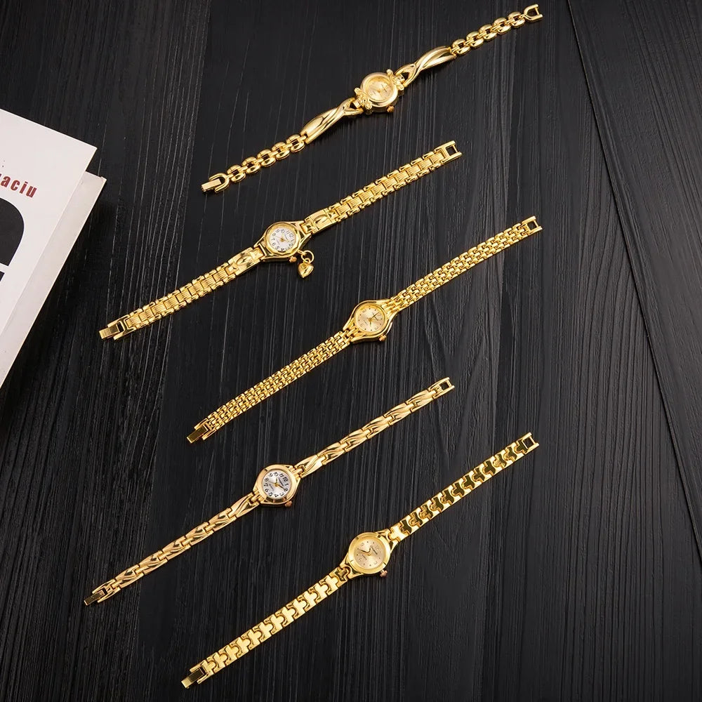 Elegant Gold Plated Ladies Watch - Slim Bracelet Design