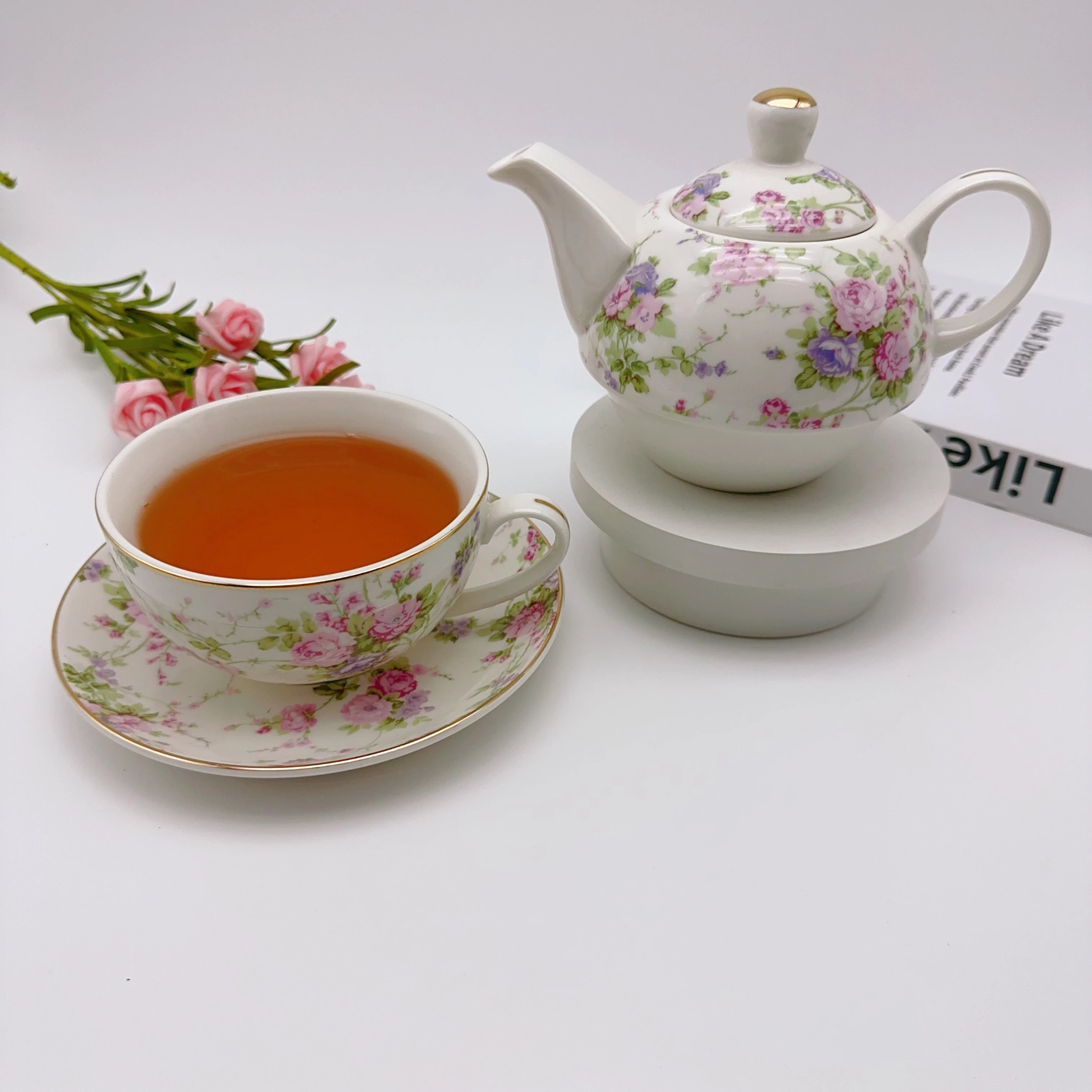 Elegant Rose Ceramic Teapot Set - European Afternoon Tea