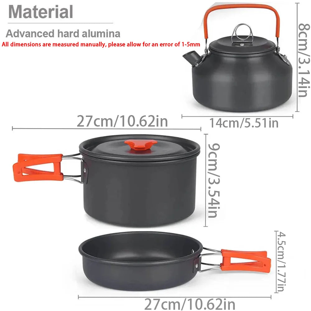 Premium Camping Cookware Kit - Compact & Durable Aluminum Set