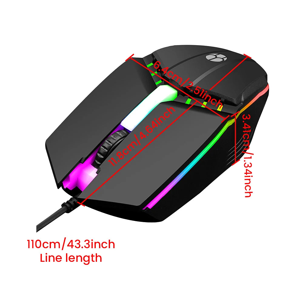 Professional Wired Gaming Mouse - 1000 DPI Mute Buttons