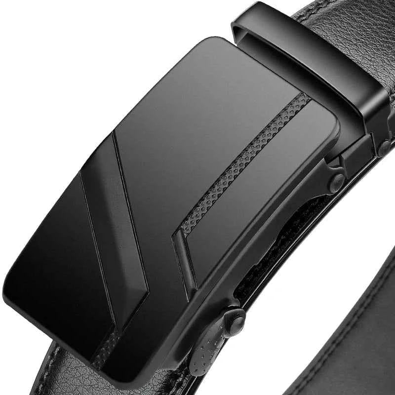 Luxury Plus Size Mens Belt - Black PU Leather Automatic Buckle