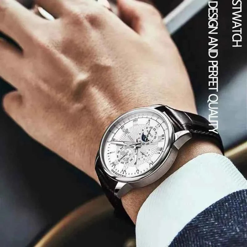 Elegant Men's Quartz Leather Watch - Versatile Business Style