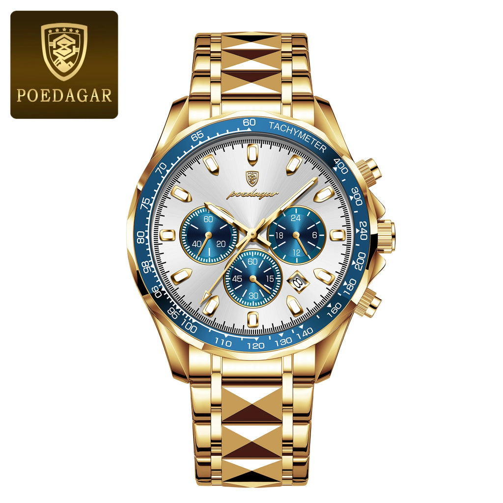 Luxury Men's Quartz Watch - Waterproof Stainless Steel Chronograph