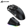 Wireless gaming mouse with dock - X11 black design with RGB lighting and magnetic charging cradle