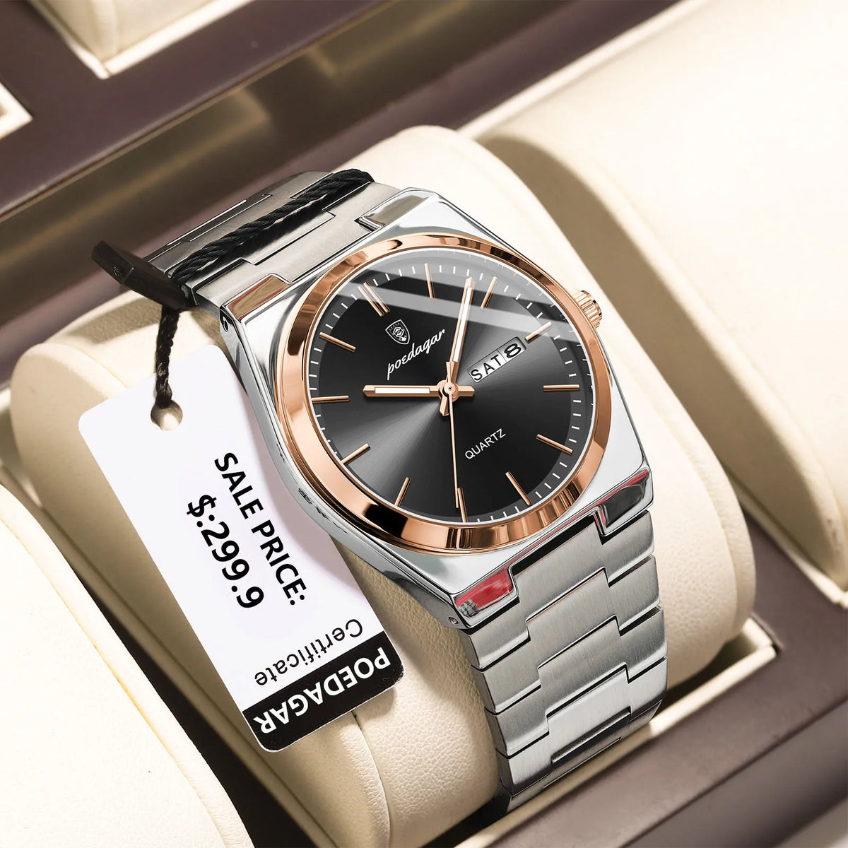 Luxury Men's Quartz Watch - Waterproof Stainless Steel Wristwatch
