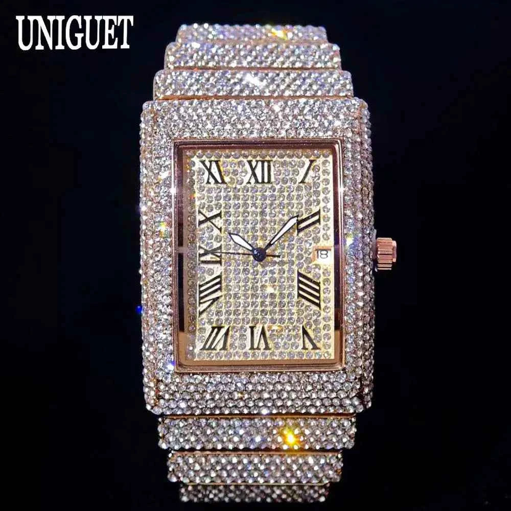 Luxury Iced Rectangle Watch - Dazzling Diamond Design