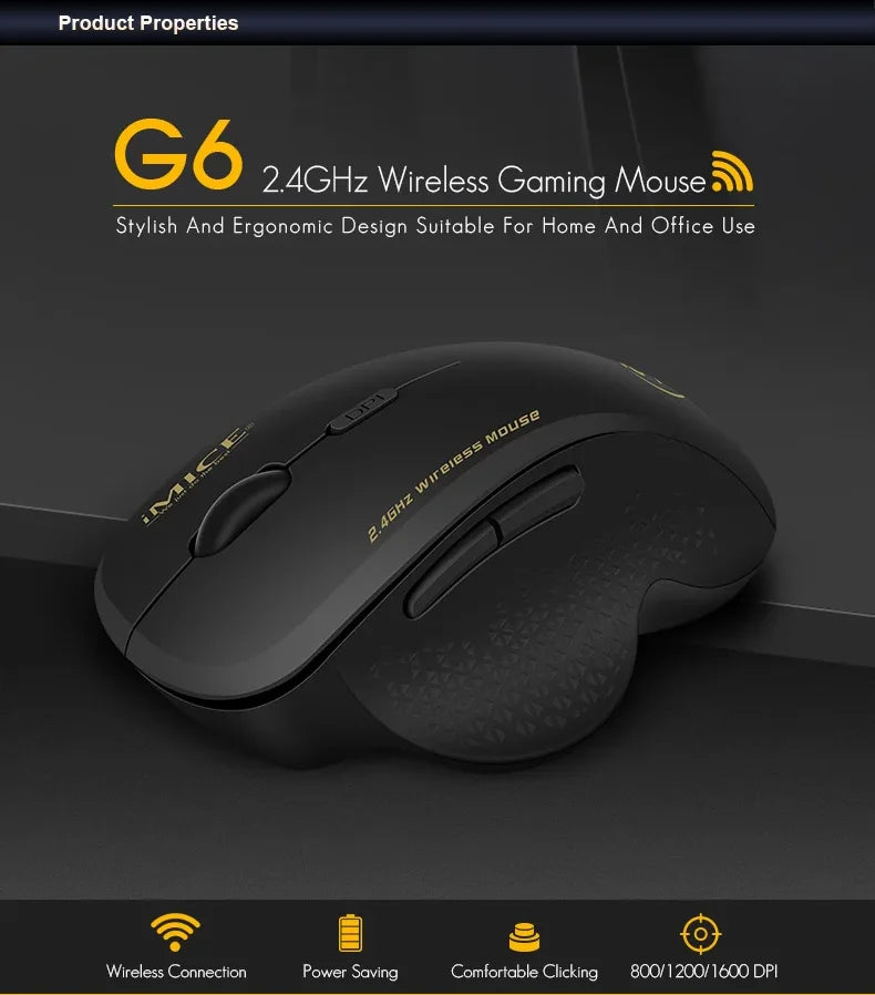 Premium Wireless Silent Mouse - 3 Adjustable DPI & 6 Buttons