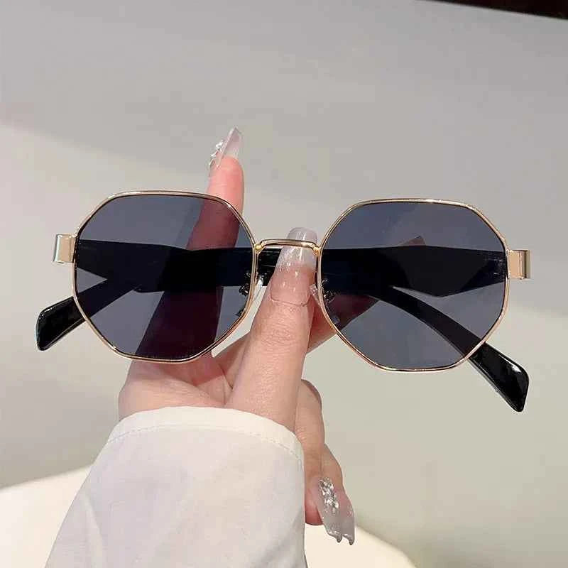 Elegant Polygonal Metal Frame Sunglasses - UV400 Protection