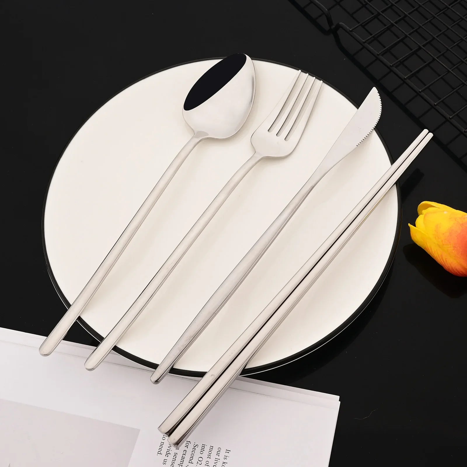 Premium Luxury Stainless Steel Cutlery Set - 8-Piece Korean Dinnerware