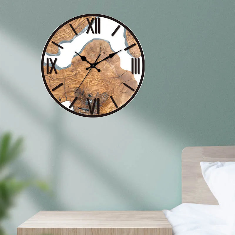 Premium Luxury Wood Grain Wall Clock - Transparent Acrylic Design