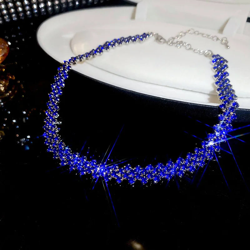 Luxury Shiny Full Rhinestone Choker Necklace - Geometric Crystal Jewelry
