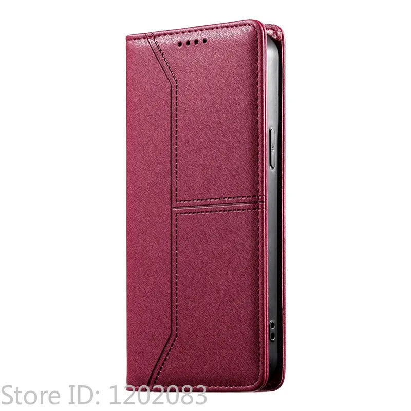 Luxury Magnetic Leather iPhone Case - Wallet Flip Cover