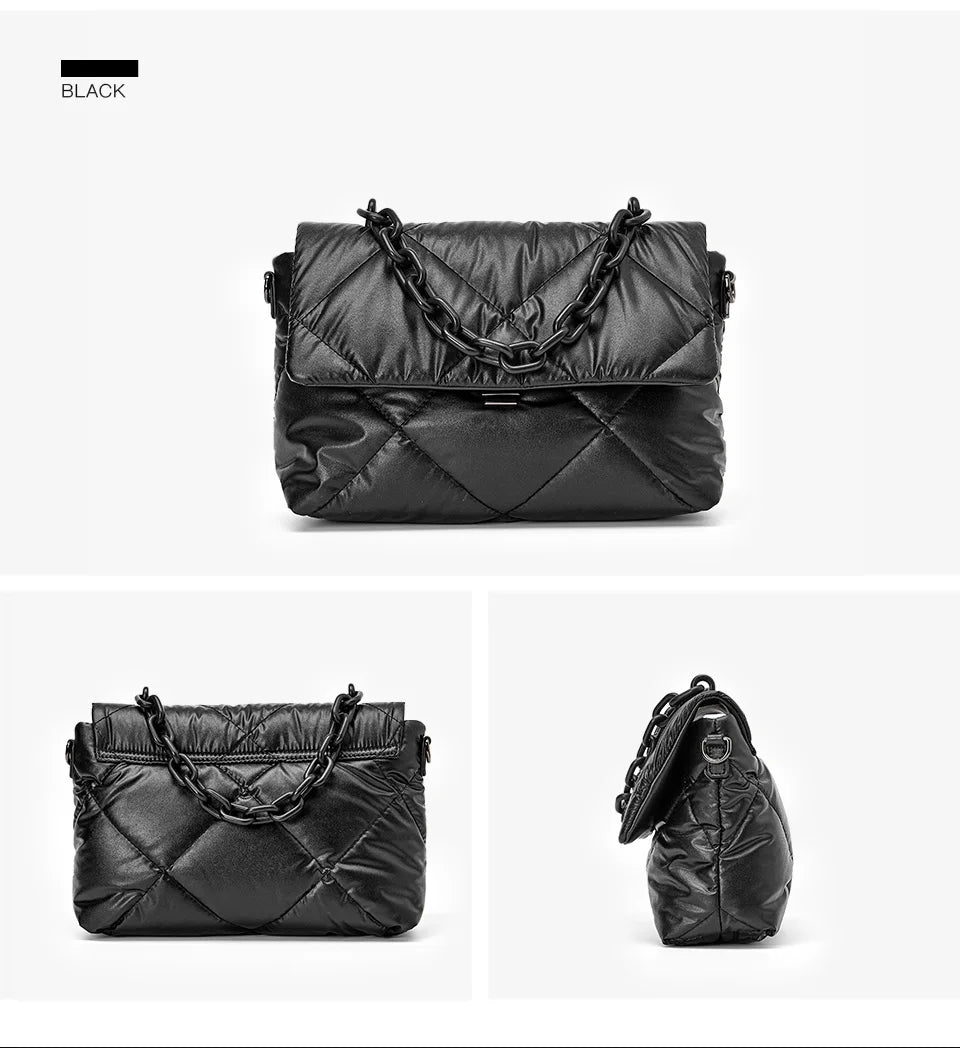 Elegant Women Crossbody Bag - Feather Down Padded