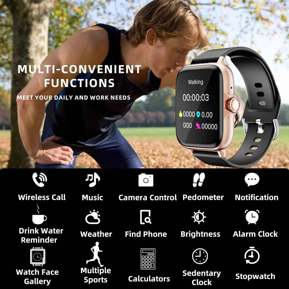 Waterproof Smart Watch - 1.83'' Display with Bluetooth Calls