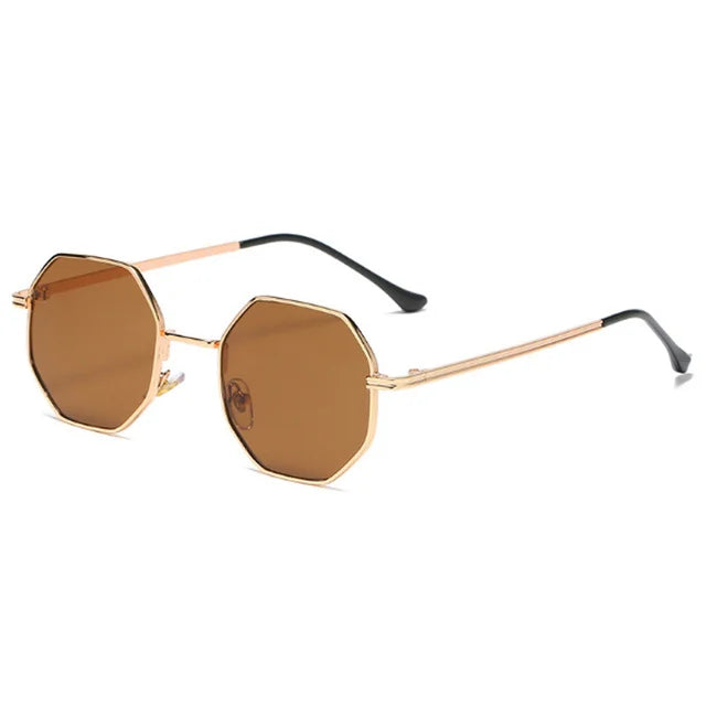 Luxury Retro Square Sunglasses - UV400 Metal Polygon Frames