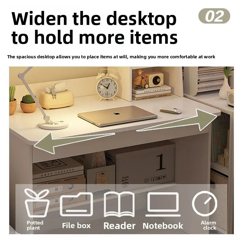Premium Integrated Computer Desk - Space-Saving Bookshelf Design