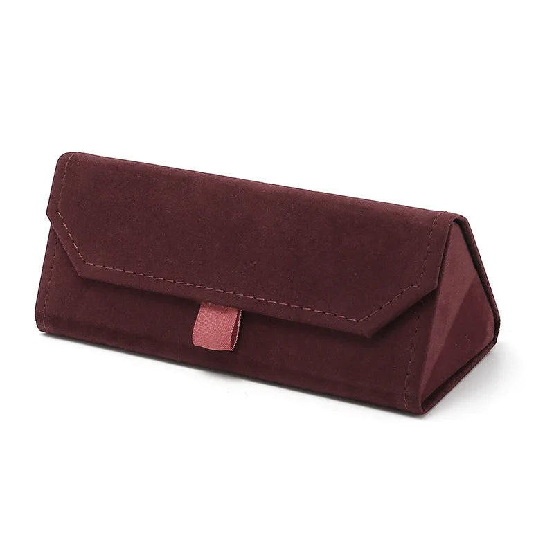 Plush Triangle Folding Glasses Case - Soft & Elegant