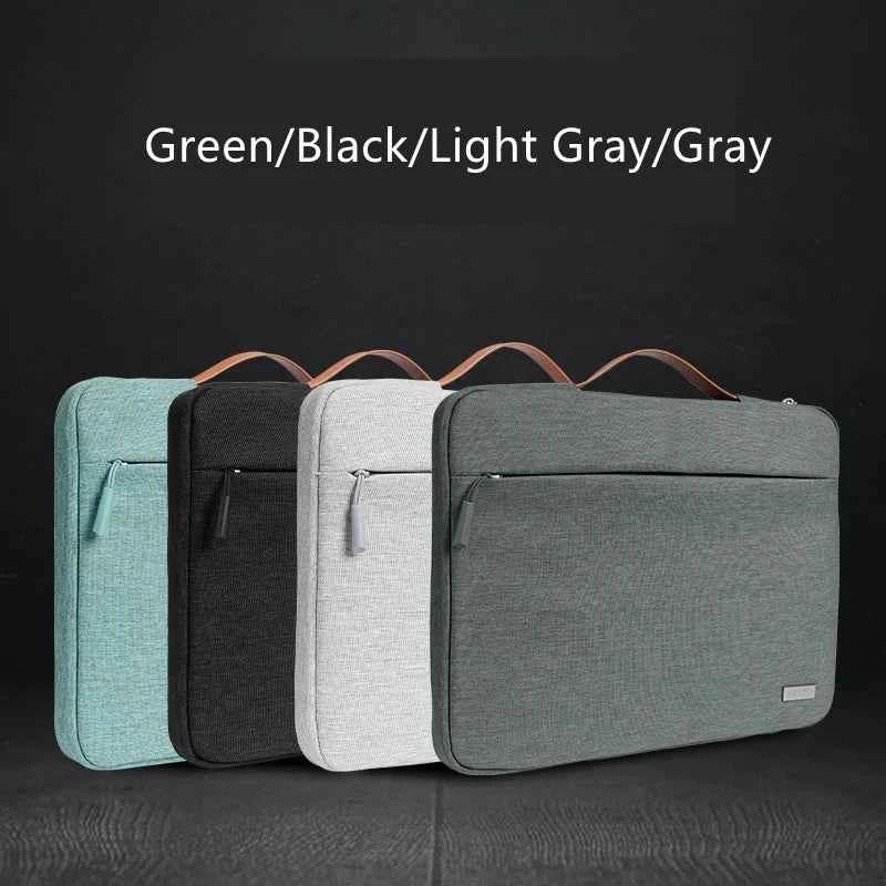 Multi-pocket laptop sleeve - protective case for MacBook and Dell laptops in gray with front pockets