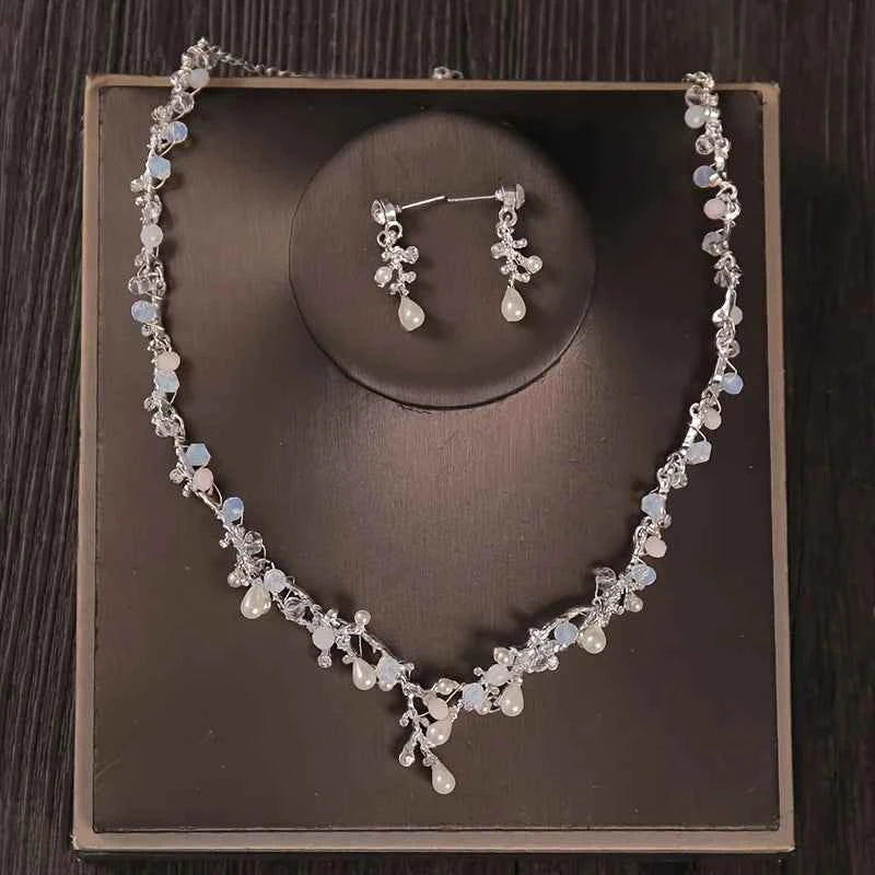 Luxury Crystal Pearl Bridal Jewelry Set with Crown