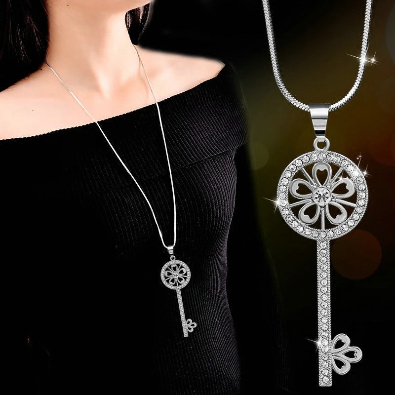 Luxury Waterdrop Crystal Necklace - Elegant Long Chain Pendant