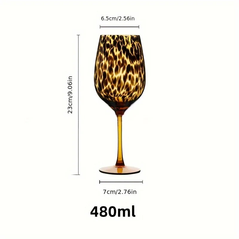 Elegant Leopard Print Wine Glass - Burgundy Bordeaux Style