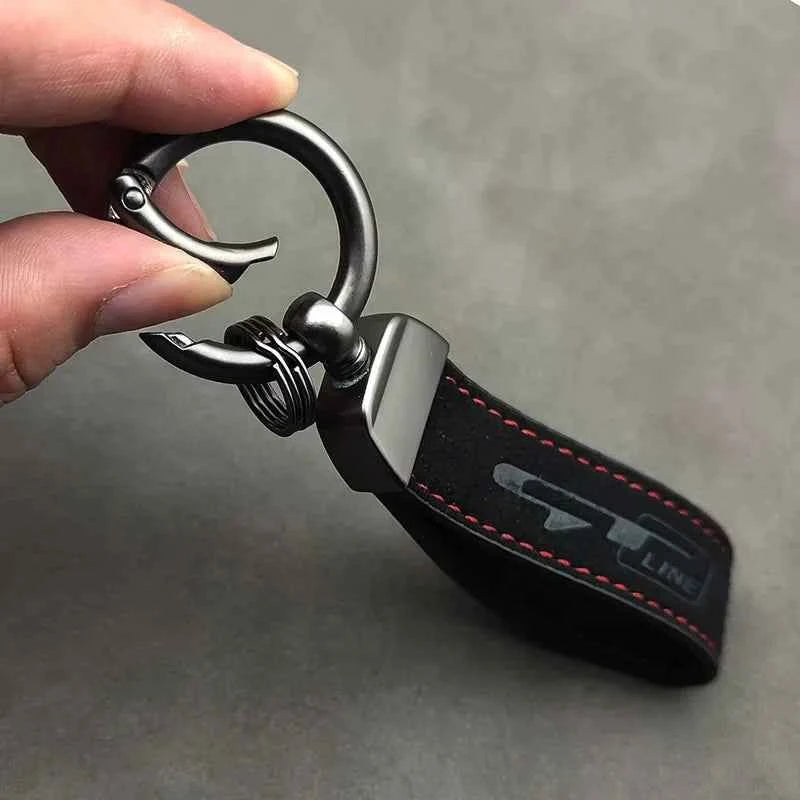 Luxury Suede Car Keychain - Premium Alloy & Leather Ring