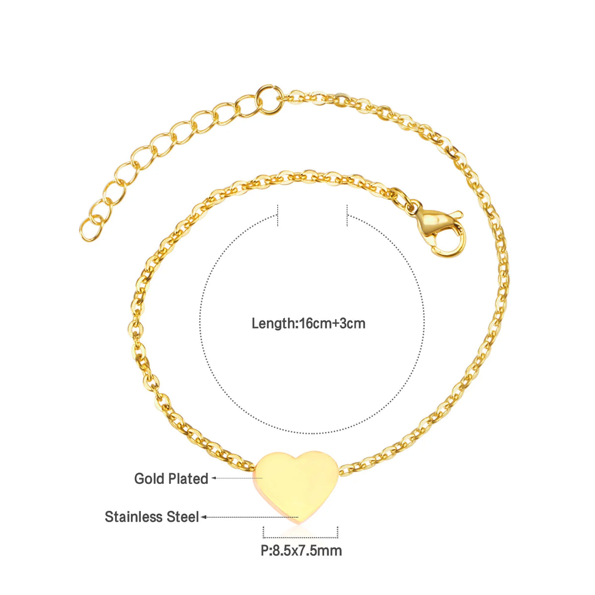 Elegant Gold Plated Stainless Steel Chain Necklace & Bracelet
