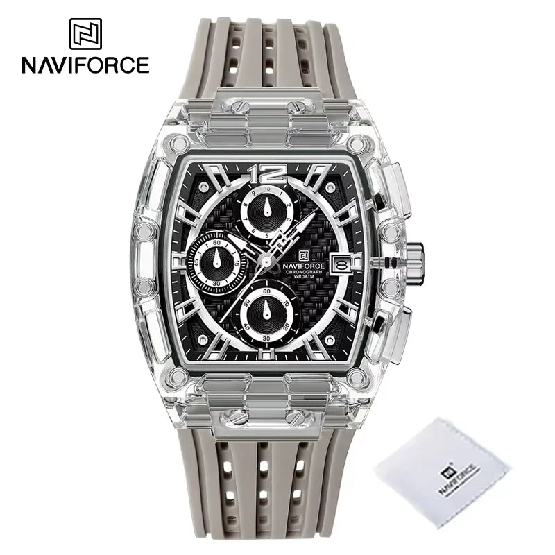 New NAVIFORCE Men's Quartz Multifunction Watches Fashion Sports Chronograph 5ATM Waterproof Silicone Band Casual Man Wrist Watch - Tulique
