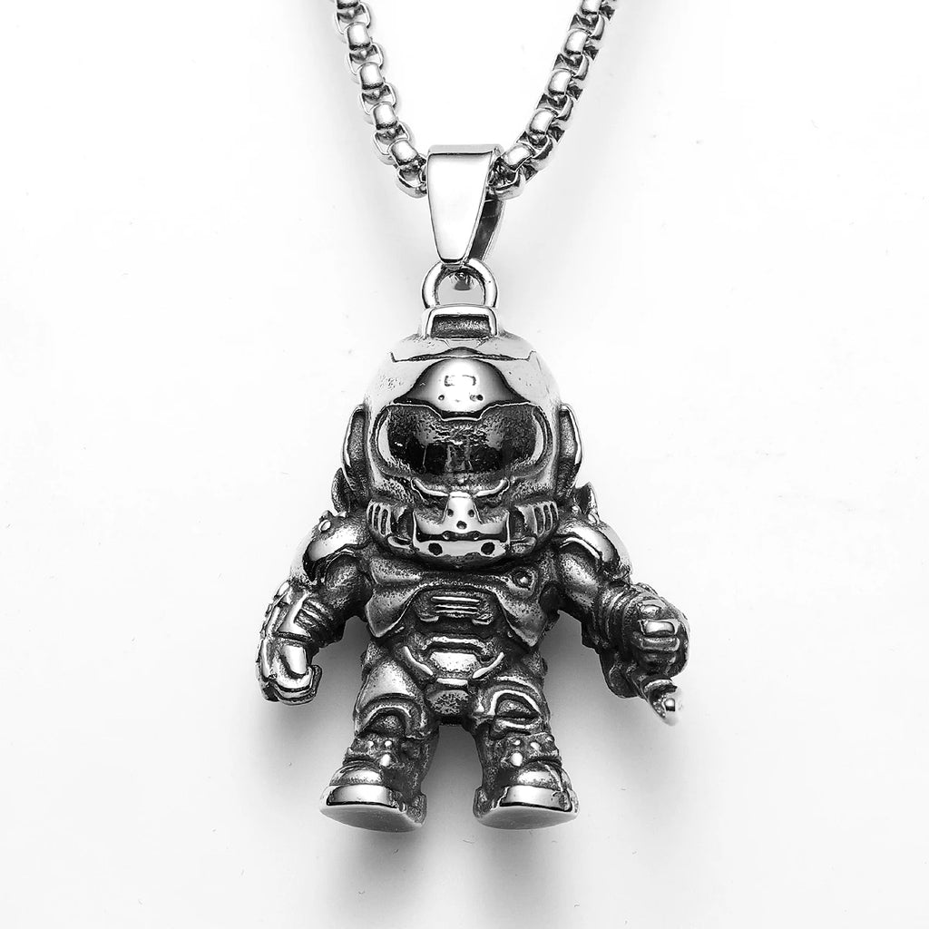 Premium Mech Astronaut Necklace - Stainless Steel Punk Pendant