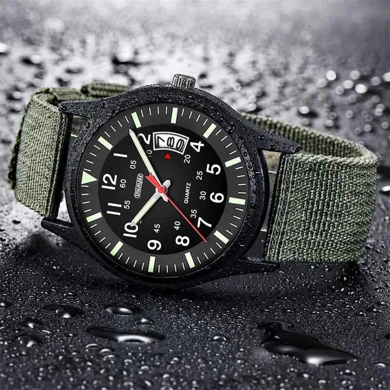 Military Quartz Watch - Durable Nylon Strap & Calendar
