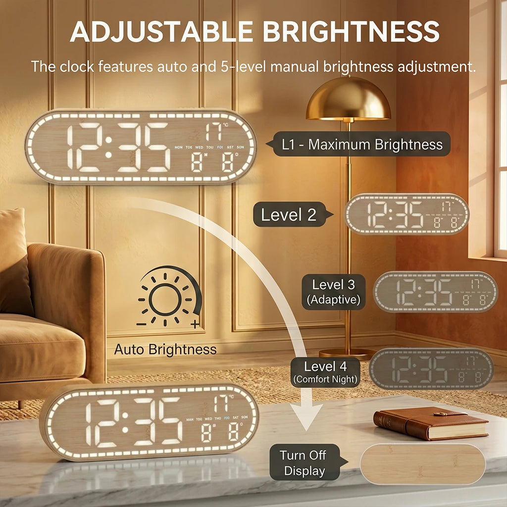 Premium Digital Wall Clock - Multi-functional LED Display