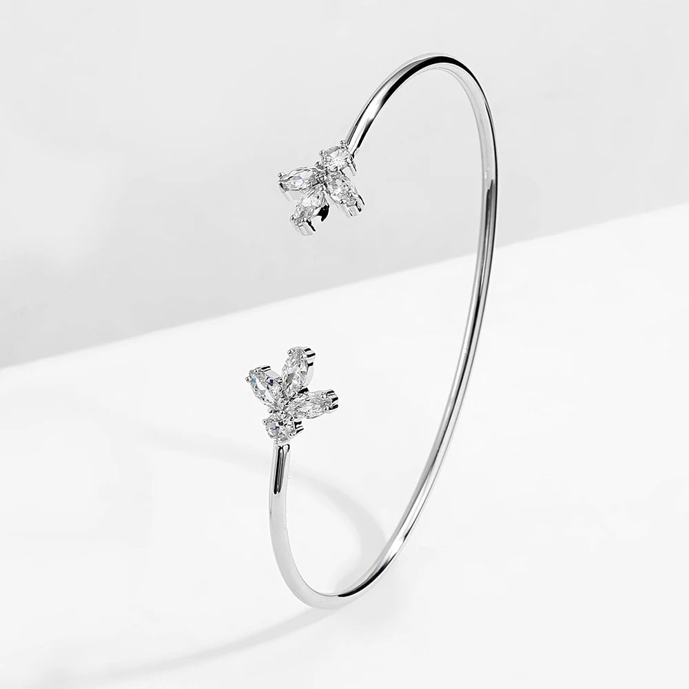 Elegant Gold Cuff Bangle - Cubic Zirconia Bracelets