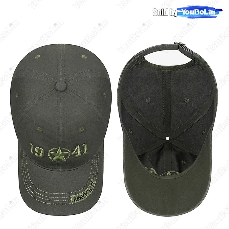 Military Style 1941 Embroidered Baseball Cap Sun Hat Trucker Hat- Adjustable Army Dad Hat for Men, Vintage Tactical Design - Tulique