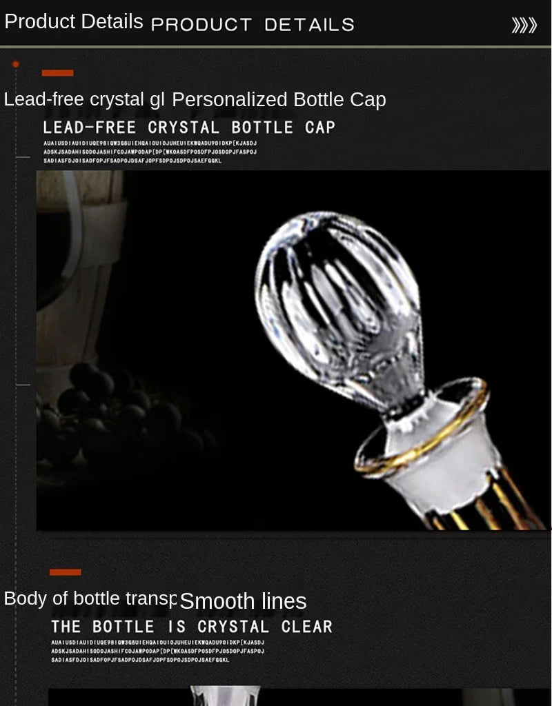 Elegant Crystal Wine Decanter - Gold Line Detail