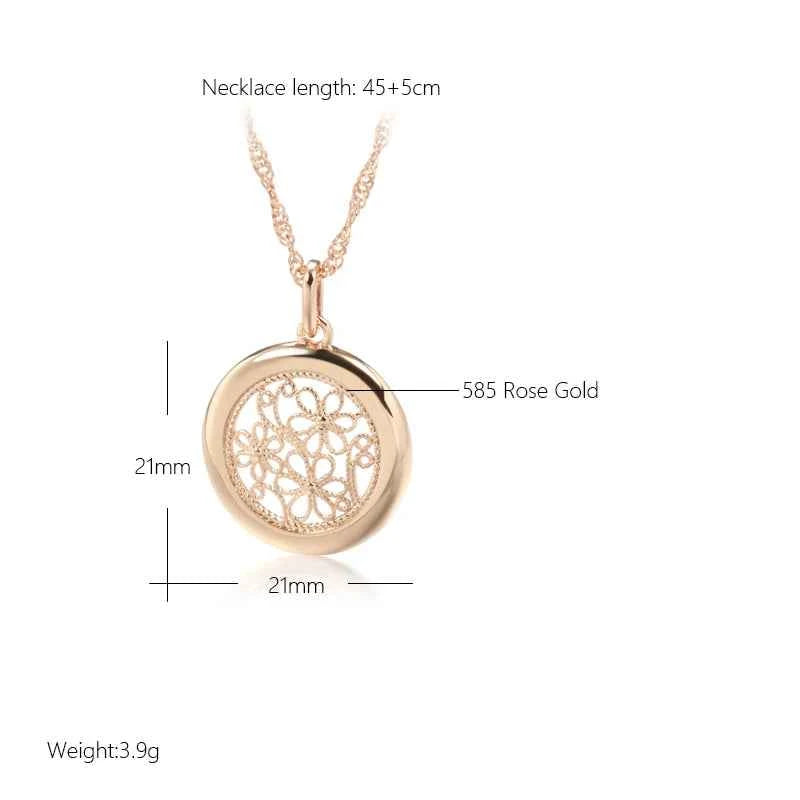 Luxury Rose Gold Boho Flower Necklace - Glossy Metal Pendant