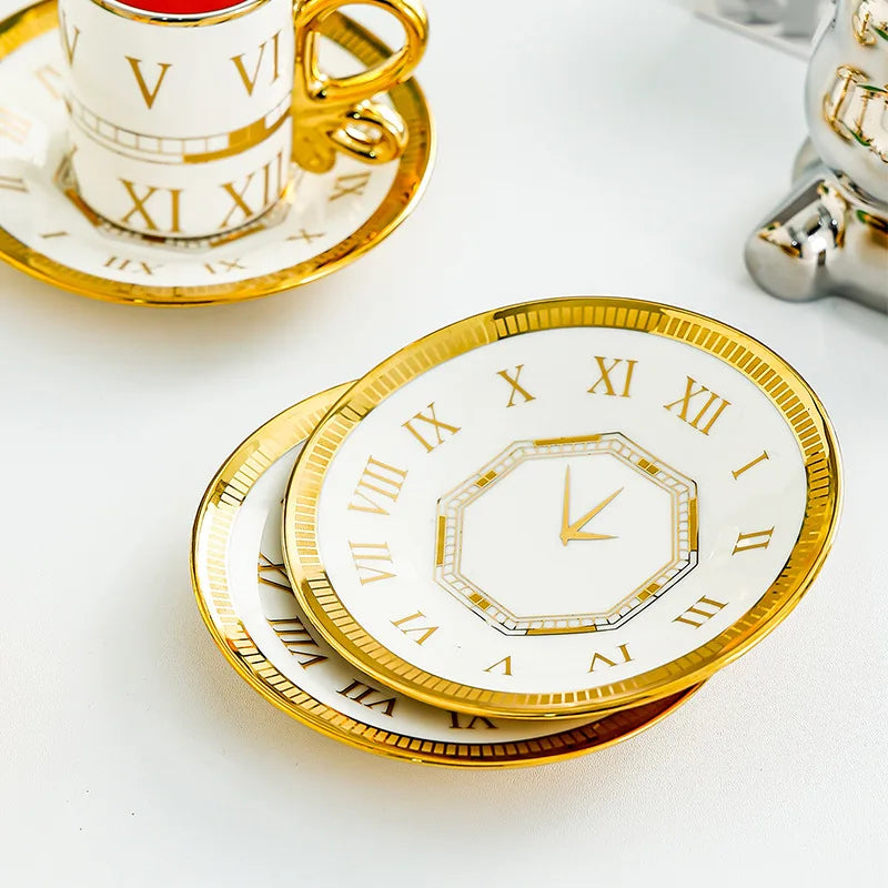 Elegant Luxury Ceramic Coffee Cup Set - Gold Edged Perfection