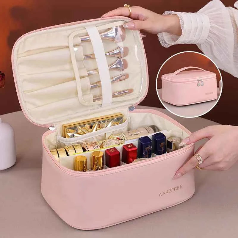 Premium Luxury PU Makeup Bag - Travel Organizer with Zipper