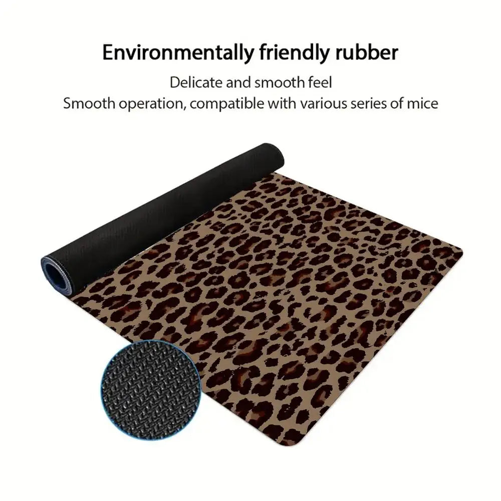 Premium Leopard Print Mouse Pad - Extended Non-Slip Gaming Mat