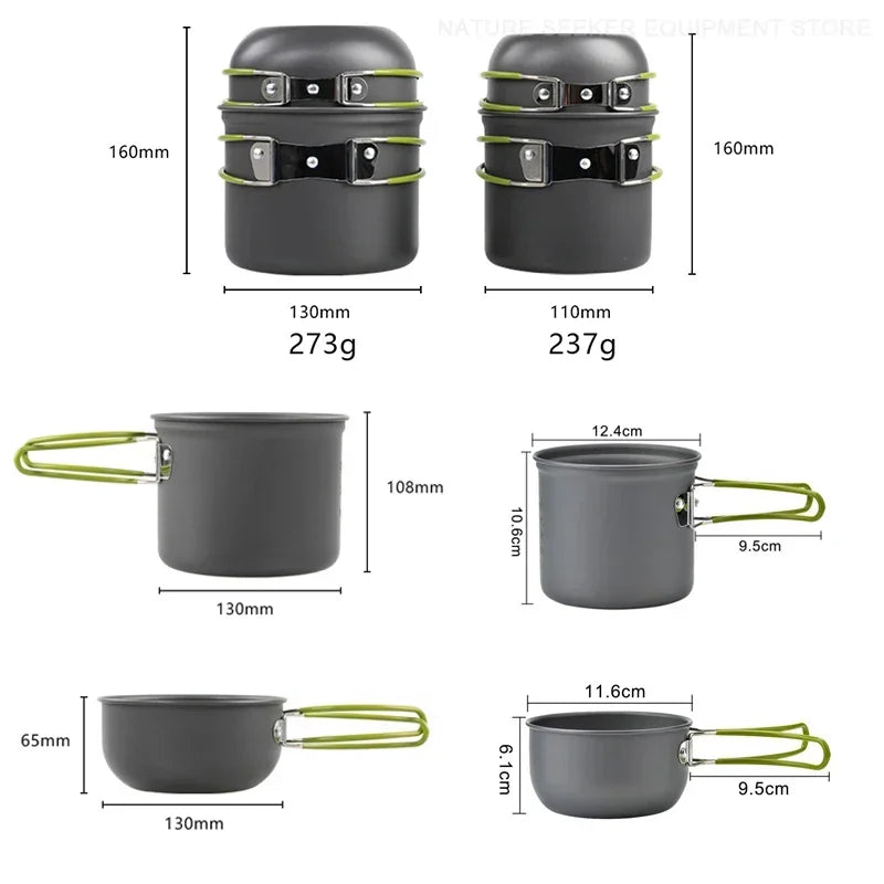 Premium Portable Camping Cookware Set - Outdoor Dining