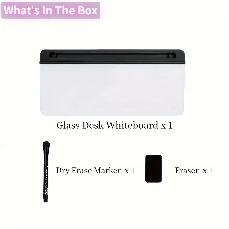 Premium Compact Glass Whiteboard - Desktop Organizer & Keyboard Holder