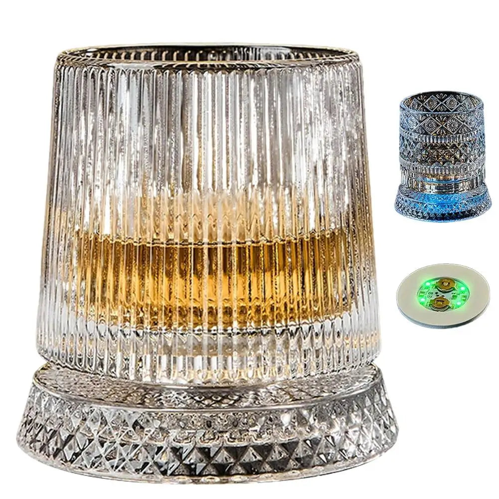 Elegant Rotating Whiskey Glass - Crystal Clear Drinkware