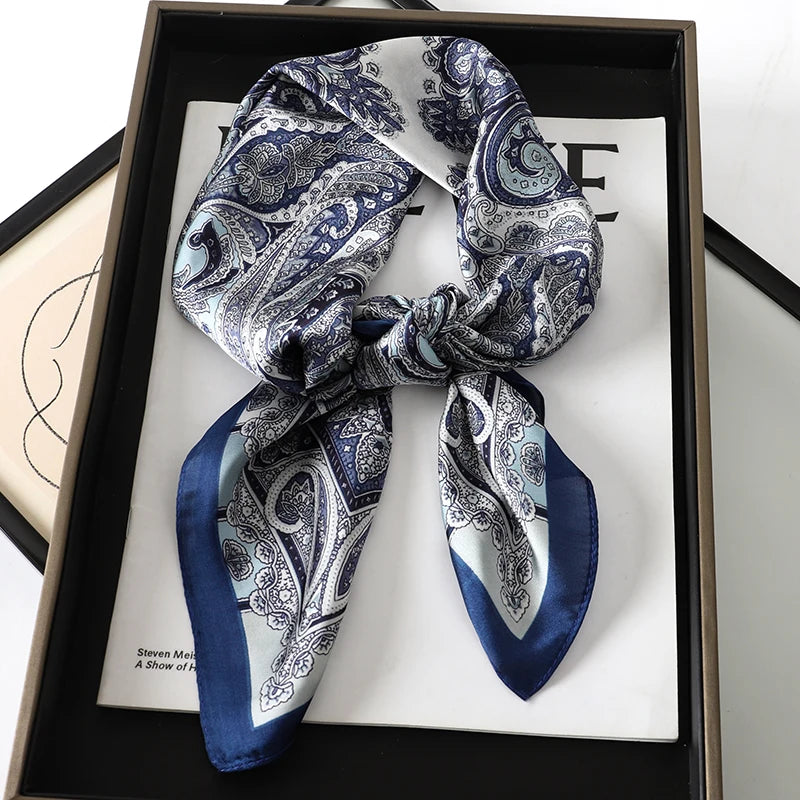 Luxury Silk Scarf - 70x70cm Square Shawl & Headband