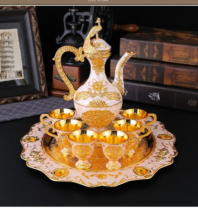 Elegant European Metal Wine Set - Retro Home Decor