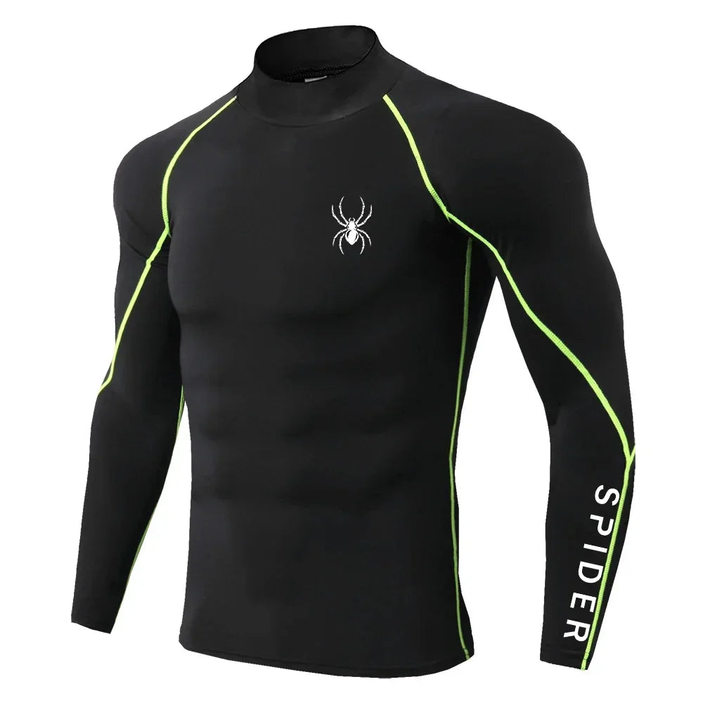 Premium Mens Compression Long Sleeve - Quick Dry Spider Print