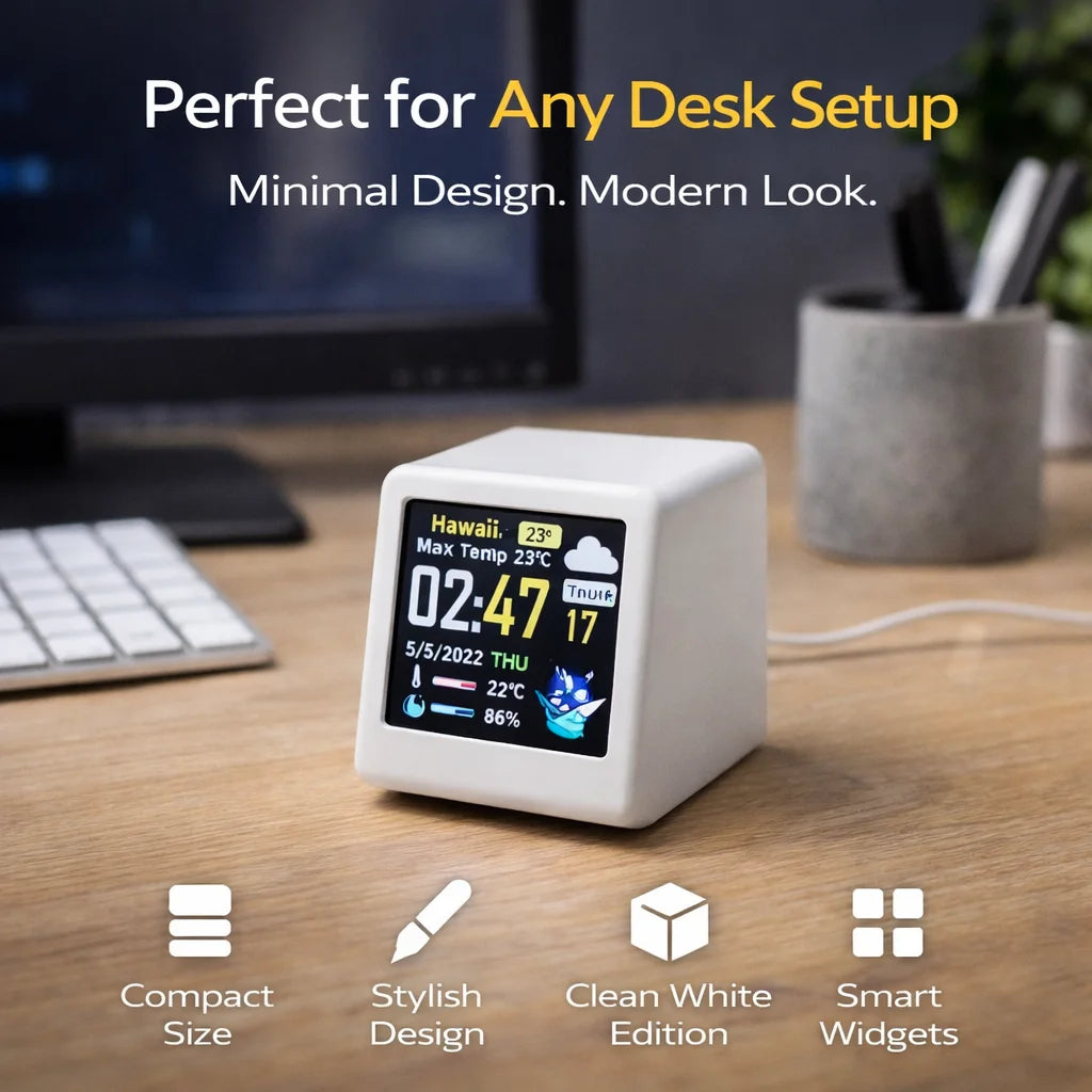 Premium Smart WiFi Desk Clock - Real-Time Data Display