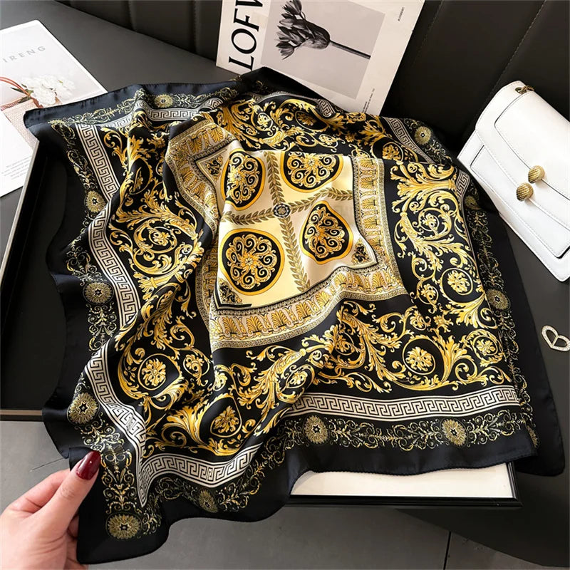 Luxury Silk Scarf - 70x70cm Square Shawl & Headband