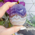 Premium Amethyst Lace Agate Palm Stone - Healing Decor