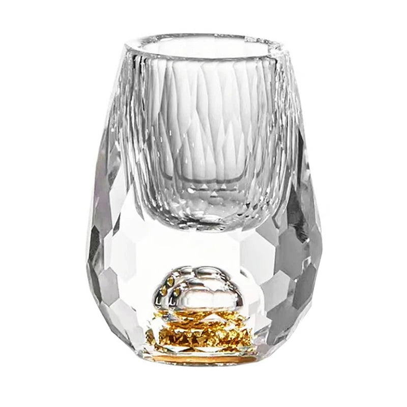 Elegant Crystal Vodka Glass - Double Bottom Gold Foil