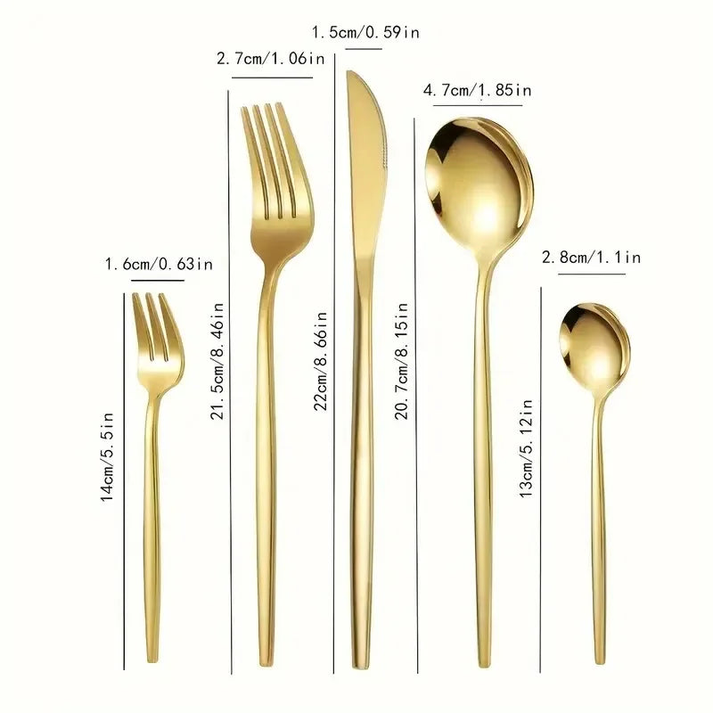 Elegant Gold Dinnerware Set - Premium Stainless Steel Cutlery